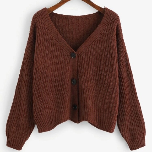 rust coloured cardigan